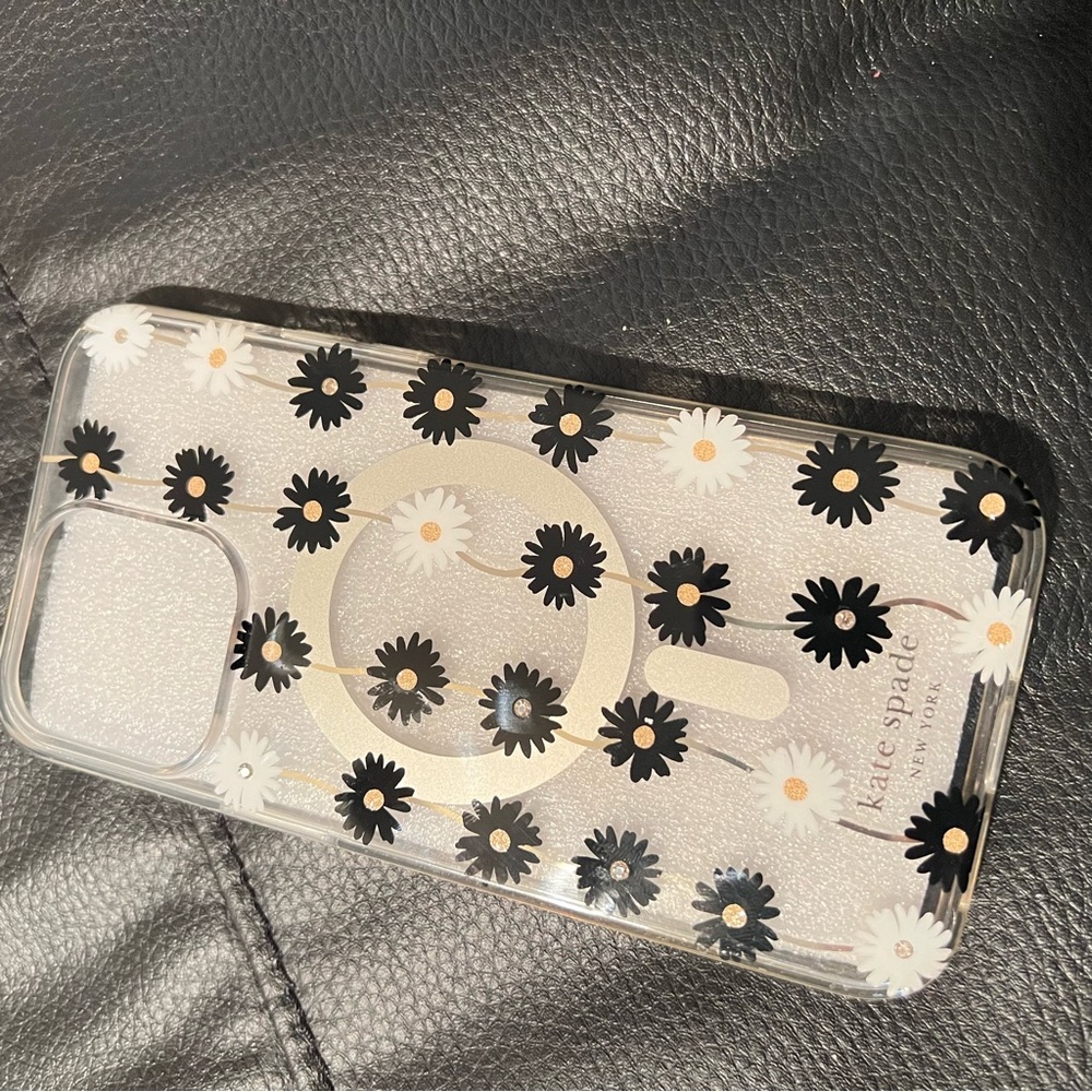 NO FLAWS LIKE NEW Kate Spade Clear Daisy iPhone Case - Black & White Daisies - Picture 10 of 10